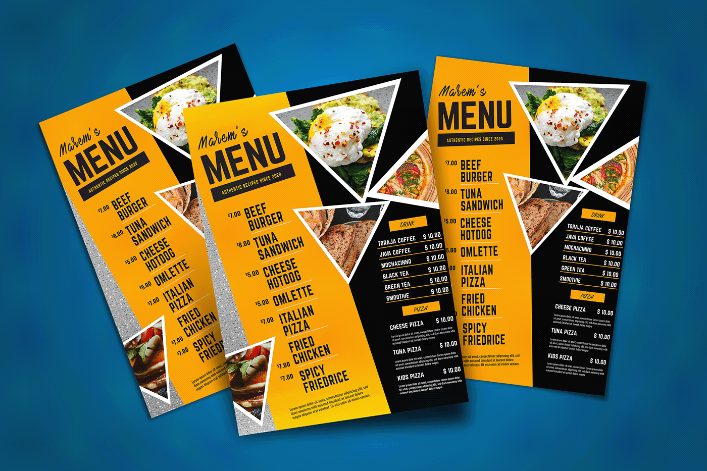 Menu card design